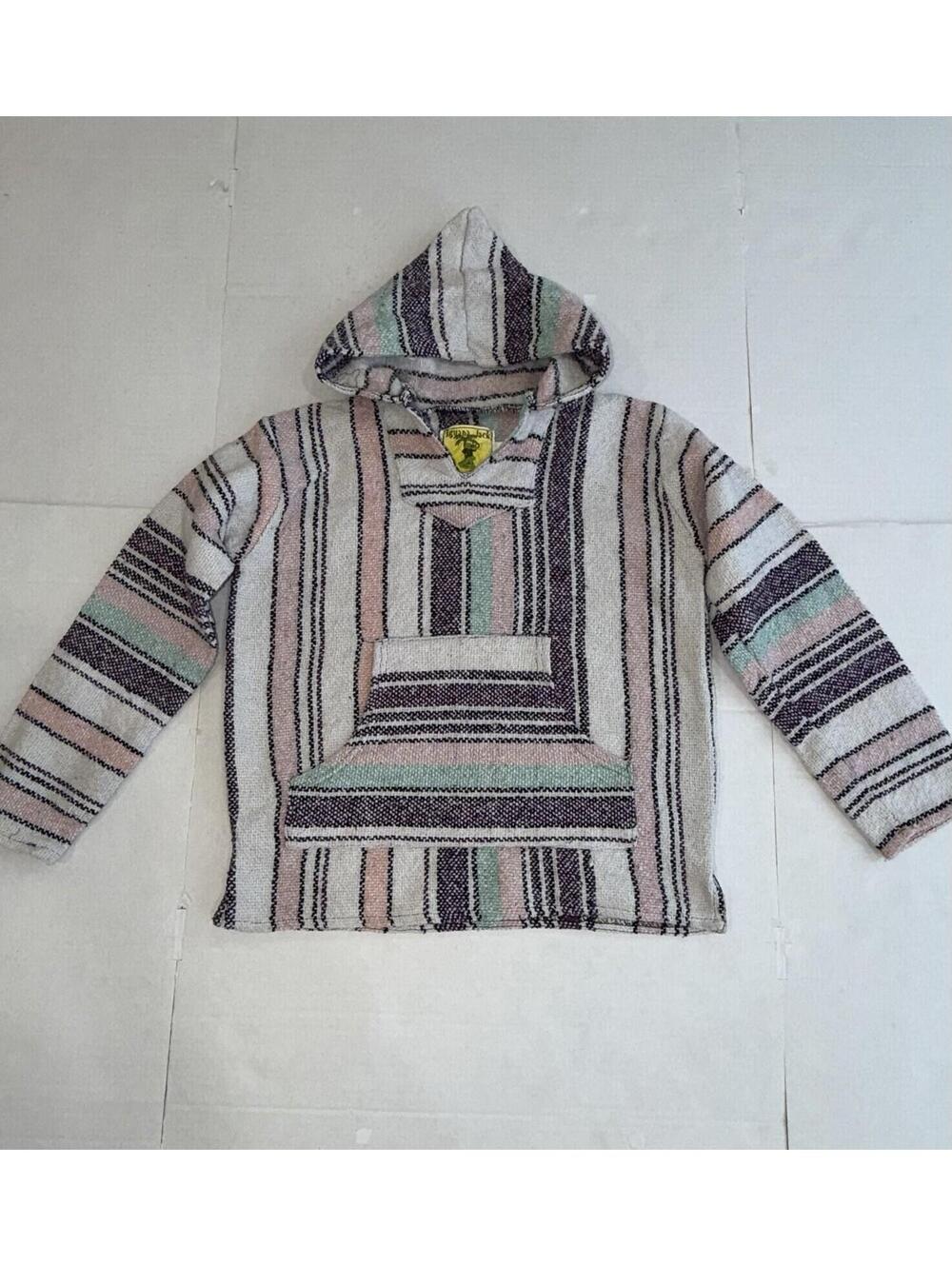 Size Small Women’s Iguana Jack Baja Hoodie - Drug Rug - Pastel Pink/Purple/Blue